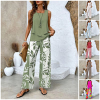 🌺 Women’s Trendy Print 2-Piece Outfit – Sleeveless Top & Pants Combo!