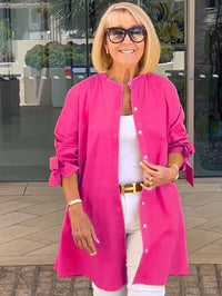 Women's Long Plain Cotton Shirt Jacket