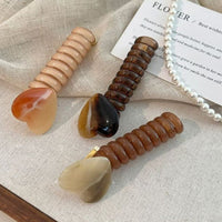 4 PCS - Heart Shaped Straight Telephone Cord Ponytail Holder