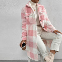 Women’s Chic Plaid Print Warm Plush Long Coat