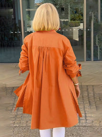 Women's Long Plain Cotton Shirt Jacket