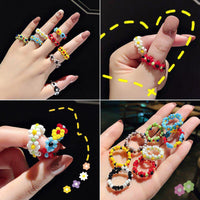 Beaded Flower Stretch Ring