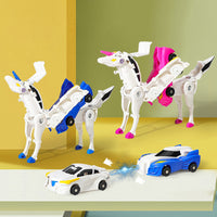 Transform car toys into magical flying horses and unicomns!