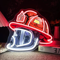 Firefighter Helmet Neon Sign