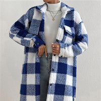 Women’s Chic Plaid Print Warm Plush Long Coat