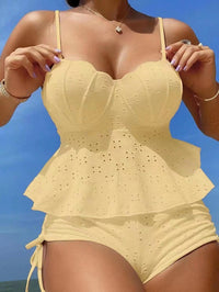 💕🌊Women‘s Steel Brace Solid Color Halter Split Bikini