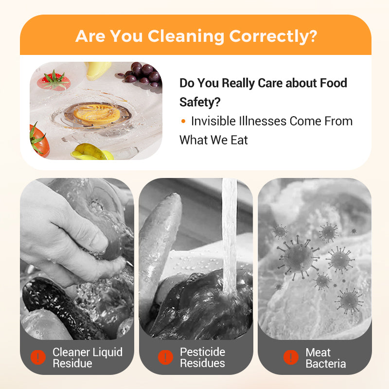 🥬Multifunctional, wireless and portable food cleaner and purifier with waterproof design