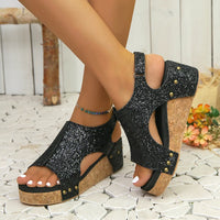 🔥Women's Leather Platform Wedge Sandals