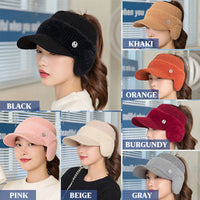 Women's Winter Warm Knit Beanie Caps with Visor