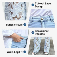 🌸Summer Hot🔥High Waisted Lace Splicing Jeans
