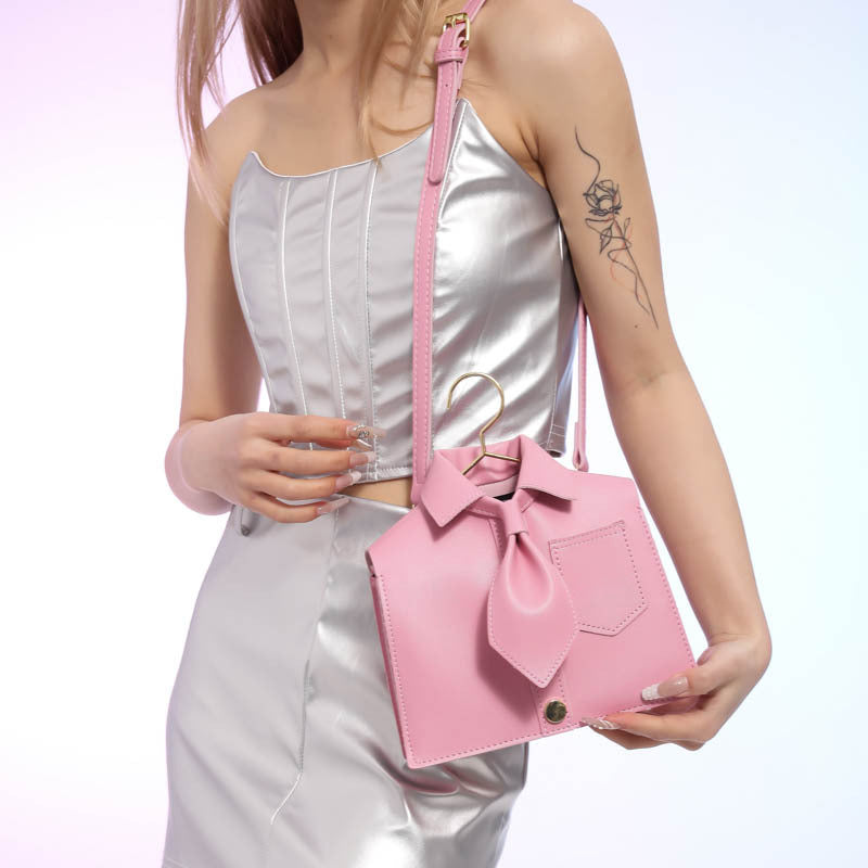 Women's Plain Color Shirt Design Crossbody Bag