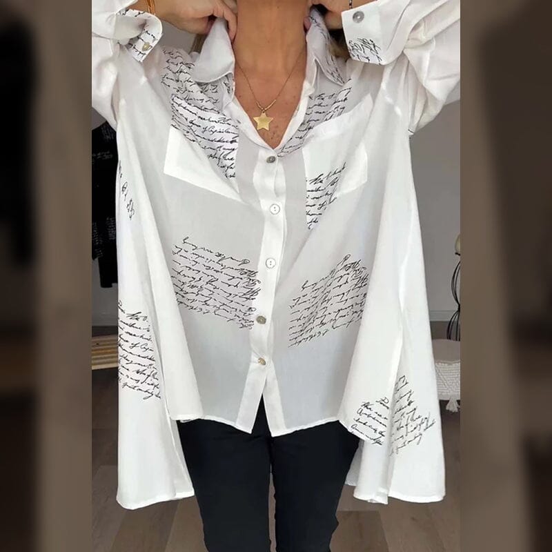 Letter Print Fashion Lapel Shirt