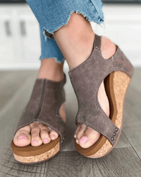 🔥Women's Leather Platform Wedge Sandals