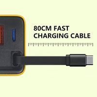 3 in 1 GaN Charger, Scalable 80W MAX fast charger module with Type-C cable and 2 USB ports