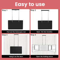 Expandable Hanging Foldable Three-Way Mirror