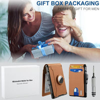 Men's Business Style Pu Leather Card Slots for AirTag