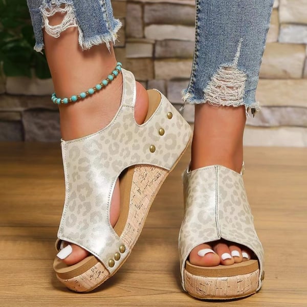 🔥Women's Leather Platform Wedge Sandals