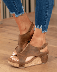 🔥Women's Leather Platform Wedge Sandals
