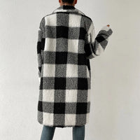 Women’s Chic Plaid Print Warm Plush Long Coat