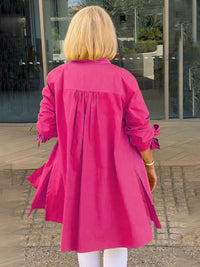 Women's Long Plain Cotton Shirt Jacket