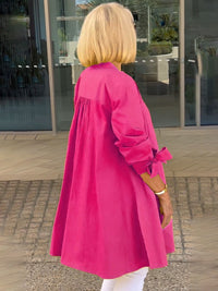 Women's Long Plain Cotton Shirt Jacket