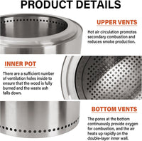 Klyzor Portable Smokeless Tabletop Firepit