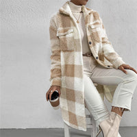Women’s Chic Plaid Print Warm Plush Long Coat