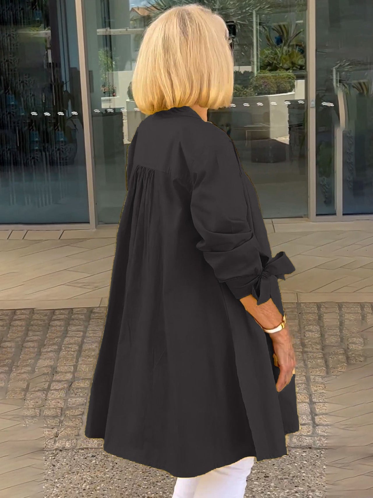 Women's Long Plain Cotton Shirt Jacket