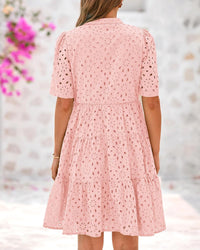 Women's Elegant Hollow Out Lace Ruffle Casual Mini Dress