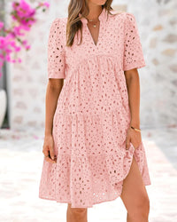 Women's Elegant Hollow Out Lace Ruffle Casual Mini Dress