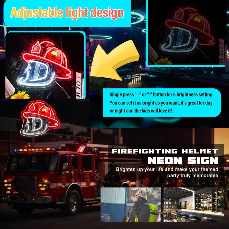 Firefighter Helmet Neon Sign