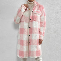 Women’s Chic Plaid Print Warm Plush Long Coat