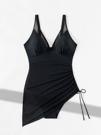 🏝️👙Slimming Mesh Sheer Sarong Wraps Tummy Control Swimsuit - Light and Graceful, Show Off Your Perfect Curves!