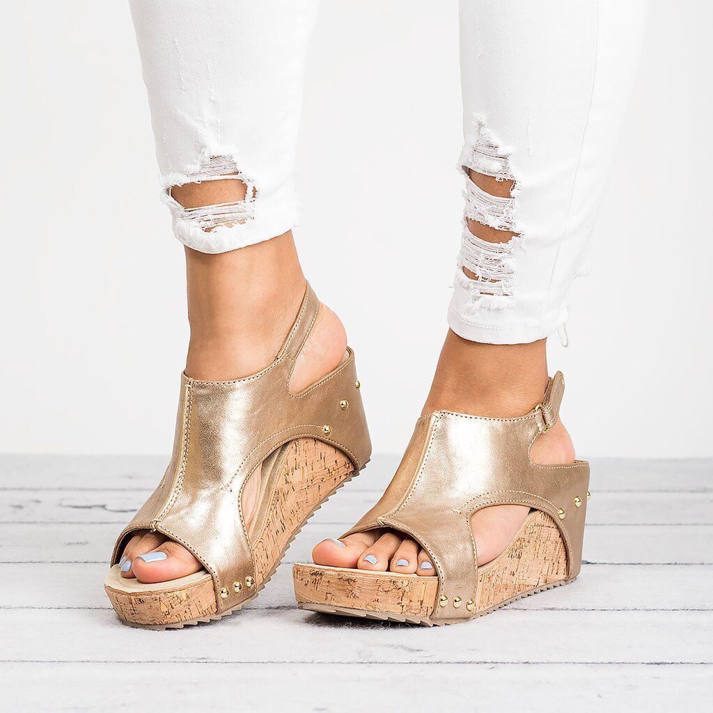 🔥Women's Leather Platform Wedge Sandals