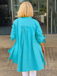 Women's Long Plain Cotton Shirt Jacket