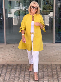 Women's Long Plain Cotton Shirt Jacket