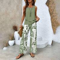 🌺 Women’s Trendy Print 2-Piece Outfit – Sleeveless Top & Pants Combo!