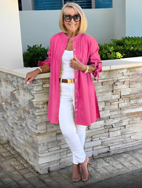 Women's Long Plain Cotton Shirt Jacket