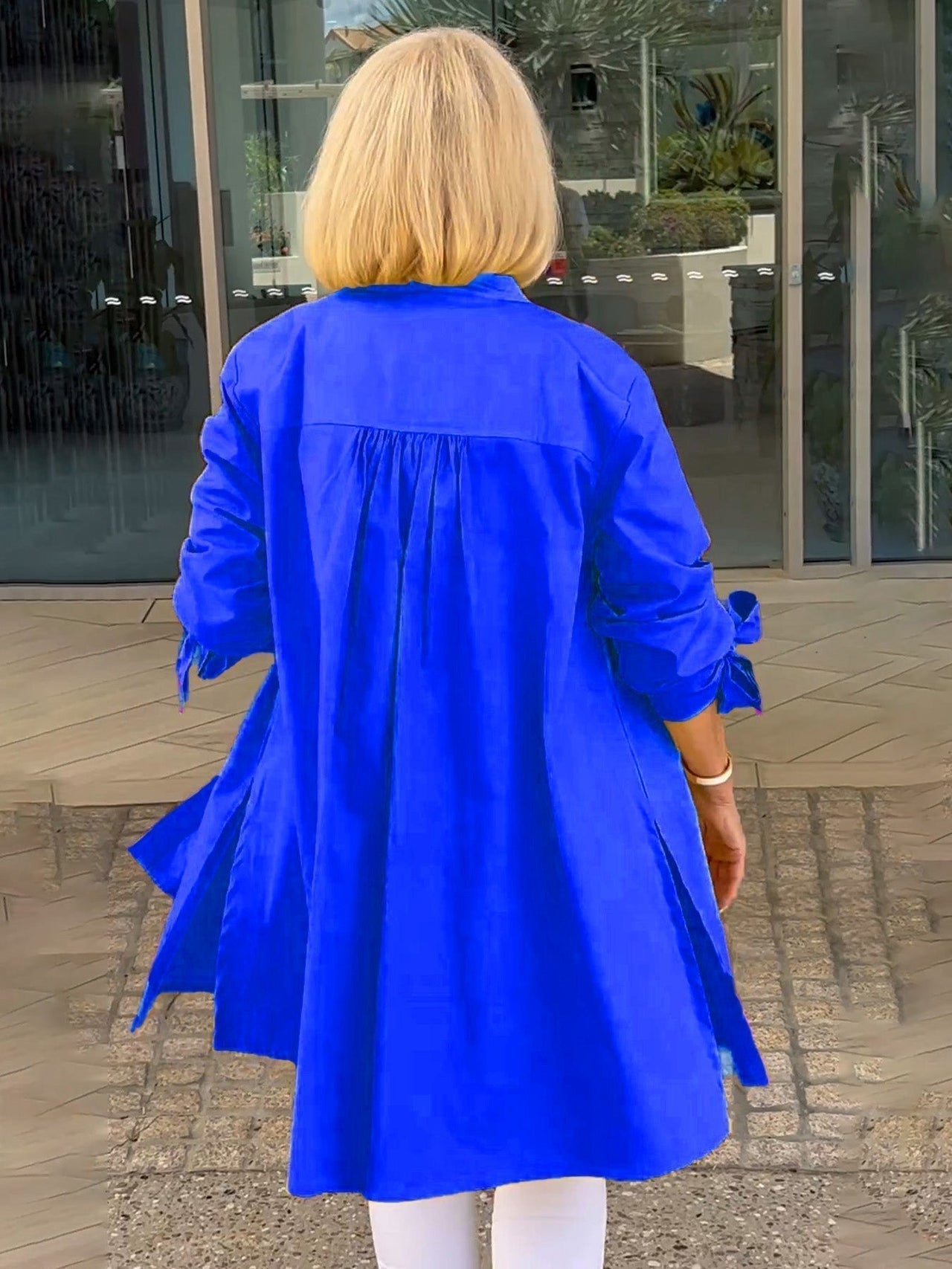 Women's Long Plain Cotton Shirt Jacket