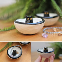 Lucky Black Cat Decorative Trinket Bowl Dish