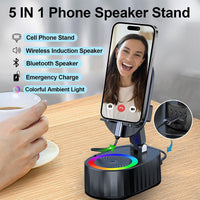 360° Adjustable Phone Stand with Built-in Bluetooth Speaker