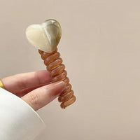 4 PCS - Heart Shaped Straight Telephone Cord Ponytail Holder