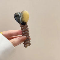 4 PCS - Heart Shaped Straight Telephone Cord Ponytail Holder