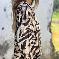💖Limited Sale 50% OFF💖Women's Fall Zebra Print Zipper Bomber Jacket