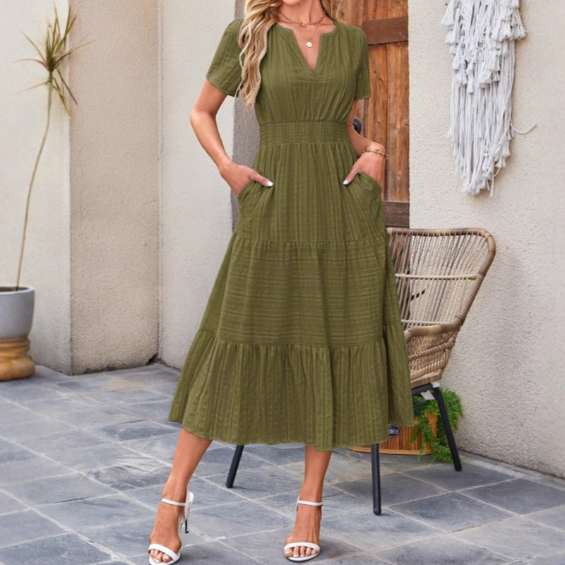 🔥Hot Sale 49% OFF👗Women's Casual Summer Short-Sleeve V-Neck Long Dresses