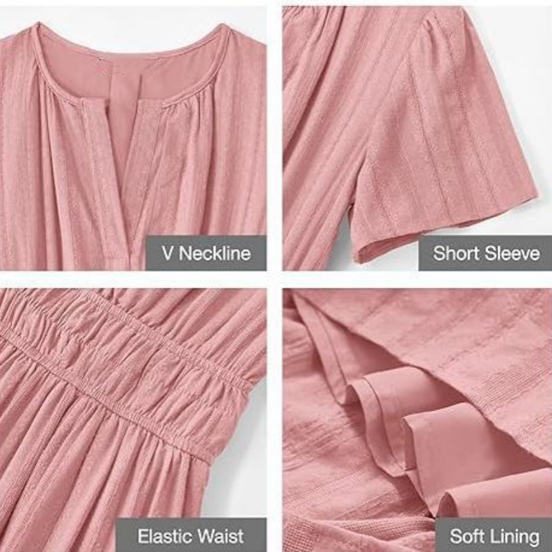 🔥Hot Sale 49% OFF👗Women's Casual Summer Short-Sleeve V-Neck Long Dresses