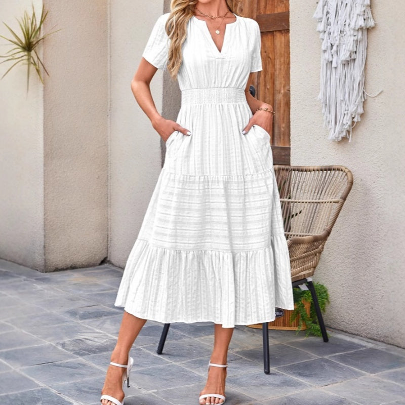 🔥Hot Sale 49% OFF👗Women's Casual Summer Short-Sleeve V-Neck Long Dresses