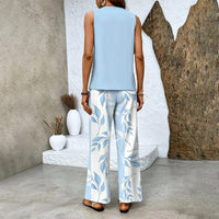 🌺 Women’s Trendy Print 2-Piece Outfit – Sleeveless Top & Pants Combo!