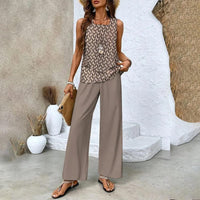 🌺 Women’s Trendy Print 2-Piece Outfit – Sleeveless Top & Pants Combo!