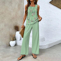 🌺 Women’s Trendy Print 2-Piece Outfit – Sleeveless Top & Pants Combo!